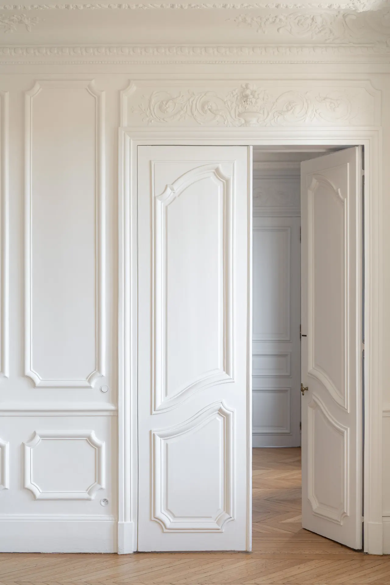 Double porte moulurée sur l'enfilade.